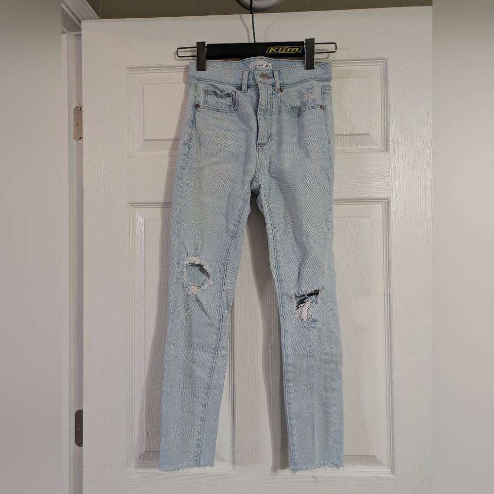 Loft High Waist Skinny Ankle Light Wash Distressed Women's Denim Jeans P 0/25